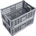 Collapsible Storage Bin/Containe Transfer box,crate Transit storage of various items (Gray 23.6" L x 15.7" W x 8.6" H-two)