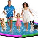 87 Large Non-Slip Splash Pad for Kids & Dogs, Round Outdoor Water Sprinkler Pad, 0.5mm Thickened Tear-Resistant PVC, Kids Water Toy & Dog Pool for Backyard Family Fun