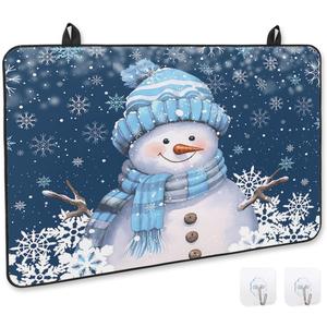 Stove Cover for Electric Stove, Blue Christmas Snowman with Cap Xmas Tree Snowflake Stove Top Cover for Glass Top, Heat Resistant Rubber Mat Foldable Cooktop Cover Top Protector, 31"x24"