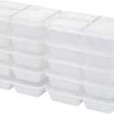 GoodCook Meal Prep Rectangle Three Compartment 20-Piece, White, Made without BPA