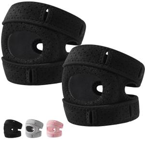 Knee Brace,2PCS Knee Brace for Women Men,Pain Relief Adjustable Patellar Tendon Support Sleeves Brace Knee Joint Strap for Hiking,Tennis,Arthritis,Running,Football(Black)