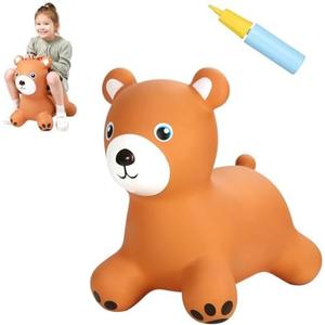 INPANY Bouncy Horse, Bear Hopper Toys, Toddlers Bouncing Animal, Kid Ride on Rubber Bouncer, Outdoor Indoor Cute Birthday Gifts for 2 3 4 Year Old Girls Boys