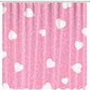 Valentine's Heart Shower Curtain 72" x 72" Pink White Hearts Home Bathroom Decorations Romantic Love Bathtub Curtain Set with 12 Hooks