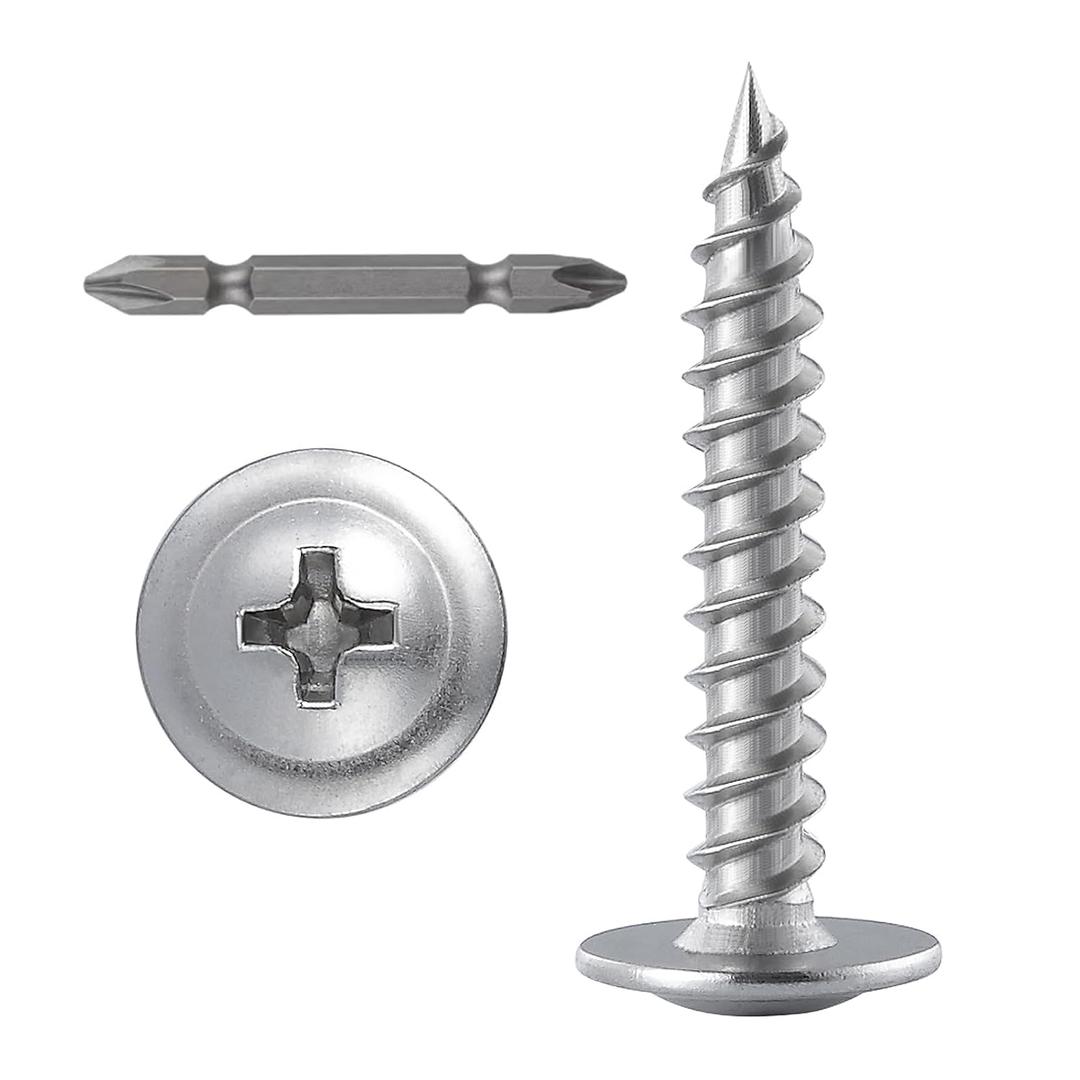 (250 pcs)#81" Phillips Truss Head Wood Screws Stainless Steel 410 Quick Metal Self Tapping (Silver)