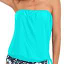 Holipick Strapless Tankini Tops for Women Swimwear Top ONLY Bandeau Bathing Suit Blouson Swimsuit No Bottom, XL