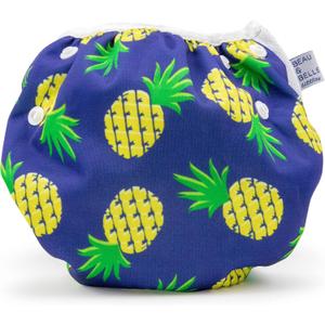 Reusable Baby Swim Diapers (Sizes N5) Adjustable, Easy-Wash Nageuret Reusable Swim Diaper Kids Soft, Breathable, Waterproof Swim Wear for Baby & Newborn! (Blue Pineapples)