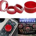 LECART Car Interior Accessories Fit for Jeep Grand Cherokee 2022-2014 AC Knob Covers & 4WD Switch Knob Cover Red Auto Decoration Stylish Metal Decal Decor Trims 4Pcs