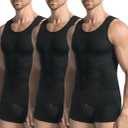 JESIDO 3 Pack Compression Shirt Men Slimming Body Shaper Tummy Control Vest Workout Tank Top Shapewear Large