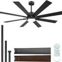 72 Inch Ceiling Fans with Lights and Remote Control, Low Profile & Downrod Mount 8-Blade Modern Black Ceiling Fan, 3CCT Dimmable LED Light, Quiet DC Motor for Bedroom Living Room, ETL Listed