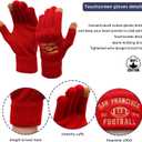 Vintage Classic Skull Cap Embroidery Beanie Fasion Hat Cuffed Winter Hat Knit Comes with Warm Gloves Gifts for Men Women Fans (San Francisco)