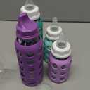 Lifefactory Baby Bottle Starter Set 10-Piece | 4 oz Mint & Lavender, 9 oz Kale & Grape | Includes Flat Caps, Sippy Caps, Stage 2 Nipples