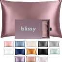 Blissy Silk Pillowcase - 100% Pure Mulberry Silk - 22 Momme 6A High-Grade Fibers - Silk Pillow Cover for Hair & Skin - Regular, Queen & King (Plum, King)