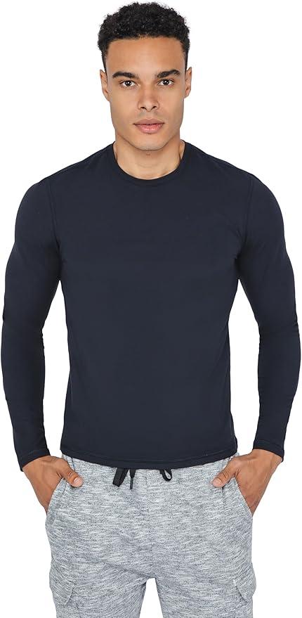 90 Degree By Reflex Men’s Dry Fit Soft Crew Neck Long Sleeve Shirt Fitted Top, Small
