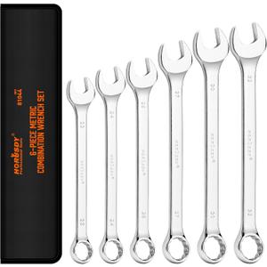 HORUSDY Large Wrench Set with Rolling Pouch | Metric | 6-Piece | 23mm, 24mm, 26mm, 27mm, 30mm, 32mm | 12 Point | Chrome Vanadium Steel
