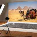 Laeacco 7x5FT Egyptian Pyramids Backdrop Egypt Desert Photography Background Egyptian Anicent Architecture Camel with Luggage Nature Scenery Wallpaper Kids Adults Portrait Photo Studio Shooting Props