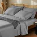 LBRO2M 1000 Thread Count 100% Egyptian Cotton Sheets Set 6 Piece Sets Queen Bed Sheet Deep Pocket Sheet Set 16" Soft Comfortable All Season (Queen, Gray) (Grey)