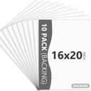 10 Pack 16x20 White Backing Boards, Uncut Mat Board 16x20, Acid Free Backerbords for 11x14 Photos, Pictures, Artwork and Paints
