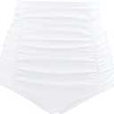 Tempt Me Women's High Waisted Swimsuit Bottom Tummy Control Ruched Bikini Bottom Vintage Swim Bottom Tankini Briefs< white, L