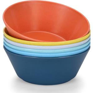 Unbreakable Large Cereal Bowls Set of 6, 32 Ounce BPA-Free Microwave & Dishwasher Safe Salad Bowls, Stackable Multicolor Kitchen Bowls for Serving, Soup, Oatmeal, Pasta, Camping & Daily Use