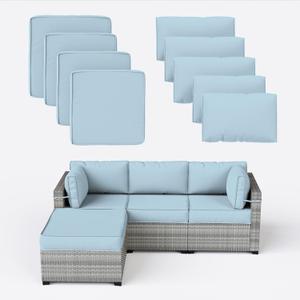 9 Pcs Outdoor Patio Cushions Covers Replacement Waterproof with Zipper for 5 Pcs Patio Furniture Set, Covers Only