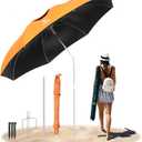 7ft Beach Umbrella, Portable Wind Beach Umbrellas for Sand with Anchor and Carrying Bag, UPF50+ UV Protection Outdoor Sunshade Umbrella,Tilt Sun Shelter for Beach Patio Backyard