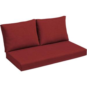 Arden Outdoor Loveseat Cushion Set, 48 x 24, Water Repellent, Fade Resistant, Cushion Set for Couch, Bench, and Swing 48 x 24, Ruby Red Leala
