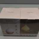 SALKING Essential Oil Diffuser, 100ml Small Aromatherapy Diffuser with Auto Shut-Off Function, Ultrasonic Diffusers for Essential Oils, Cool Mist Humidifier with Warm White Lights, for Office Home (White + Wooden Grain)