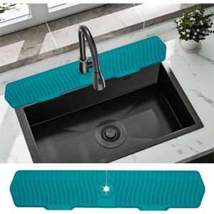 30 Inch Sink Splash Guard, Large Size Kitchen Sink Splash Guard, Longer Silicone Faucet Handle Drip Catcher Tray for Kitchen Countertop, Bathroom, Farmhouse (Green)