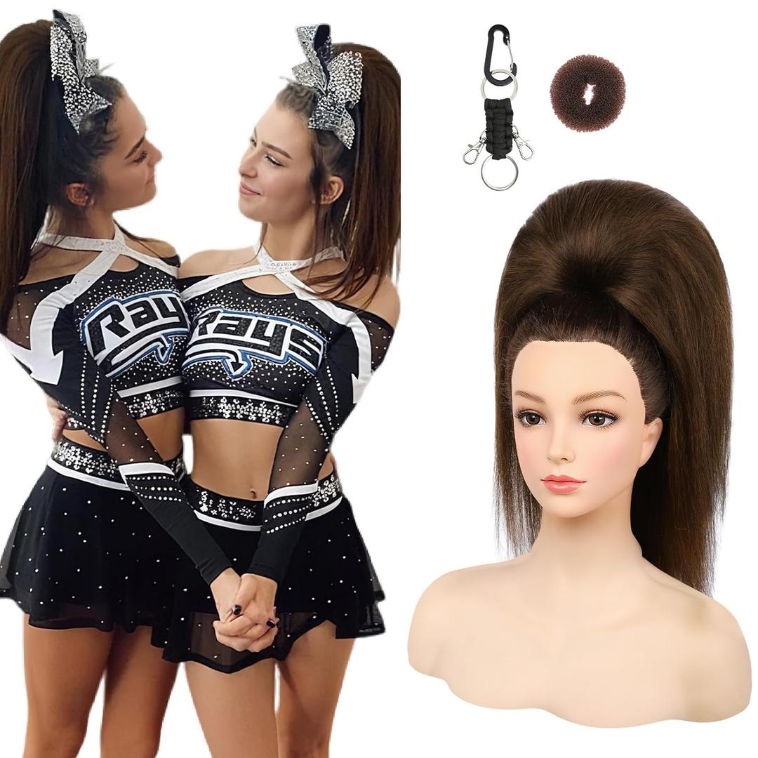 SEIKEA Cheer Ponytail Hair Piece, 100% Super Protein Fiber Straight Cheerleader Hairpiece Lightweight Silky Smooth Fluffy 18" Ponytail Extension for Cheerleader Competition, Dance Mocha Melt