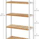 SONGMICS Bamboo Storage Shelf, 5-Tier Shelving Unit, Multifunctional, in The Entryway, Bathroom, Living Room, Balcony, Kitchen, 10.2 x 23.6 x 51.2 Inches, Cloud White and Light Bamboo UBCB35WN