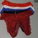 Justgoo Womens Sexy Thongs Lace Panties Underwear Low Rise Plus Size Underpants Pack of 5 (Large)