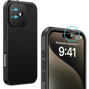 Spy-Fy iPhone 16 Privacy Case with Camera Covers Front and Rear | Magsafe compatible and Kickstand | Protect Your iPhone and Privacy | 6-Foot Drop Proof | 6,1" | Camera Protection by Valenta