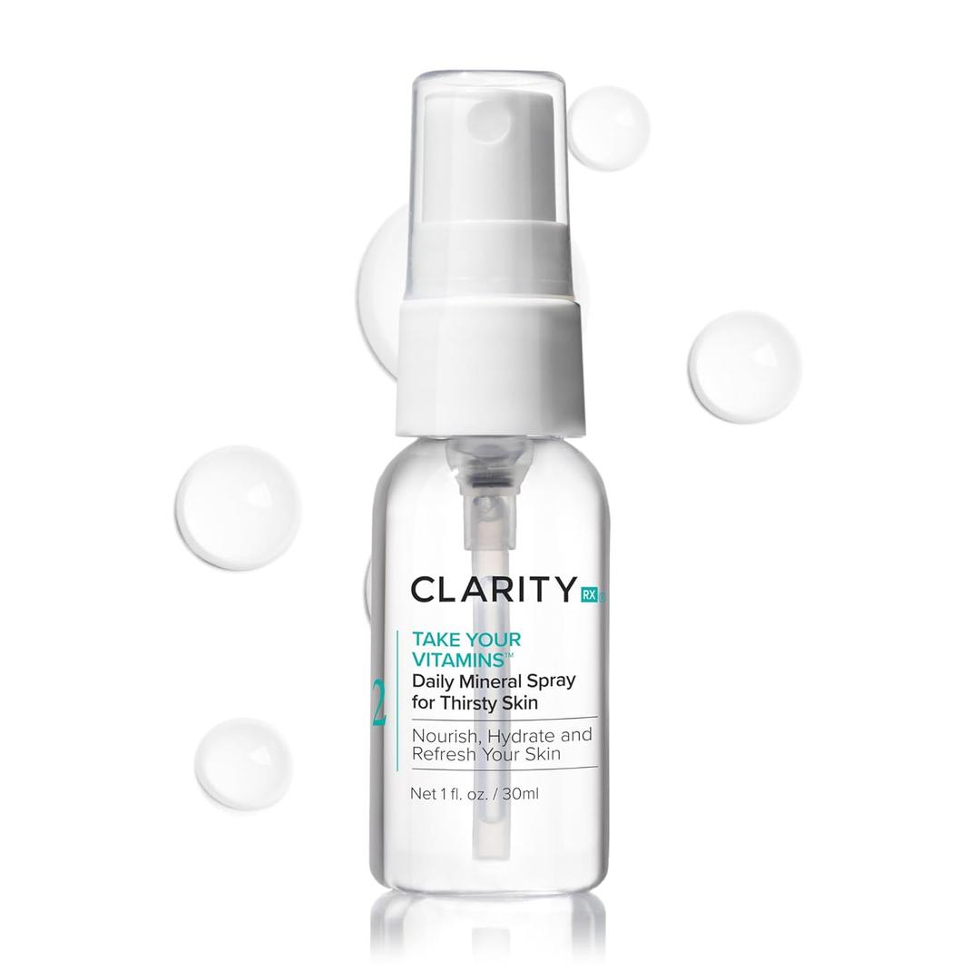 ClarityRx Take Your Vitamins Daily Mineral Spray for Dry Skin, Natural Plant-Based Moisturizing Face & Body Mist for All Skin Types