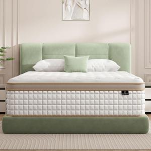 Firm California King Mattress, [Enhanced] 12 Inch Cal King Size Hybrid Mattress with Gel Memory Foam & Independent Pocket Springs, Pressure Relief, Strong Edge Support, 365-Night Trial, CertiPUR-US (White)