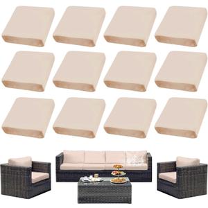 Outdoor Cushion Covers Set,12PCS Waterproof Patio Furniture Couch Seat Slipcovers, Replacement for Sofa Sectional Chair(CoverOnly) (Beige)