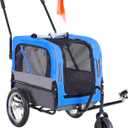 Aosom 2-in-1 Small Dog Bike Trailer and Bike Stroller with Hitch, Bicycle Trailer Sidecar Bike Wagon Cart Carrier Attachment for Travel, Blue