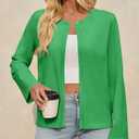 Saodimallsu Womens Lightweight Cardigans Open Front Long Sleeve One Button Casual Crewneck Loose Knit Shrug Sweater (Green)
