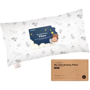 Toddler Pillow with Pillowcase - 10x18 My Little Dreamy Kids Travel Bed Pillows for Sleeping, Organic Cotton Small Pillowcase, Soft & Breathable, Machine Washable, Toddlers 2-5 Years Old, Slumber 