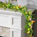 6FT Easter Garland - Artificial Spring Vine with Easter Eggs, Flowers & Carrots - Rustic Floral Decor for Mantle, Arch, Home Table, Tree, Fireplace - Indoor/Outdoor Holiday Party Decorations