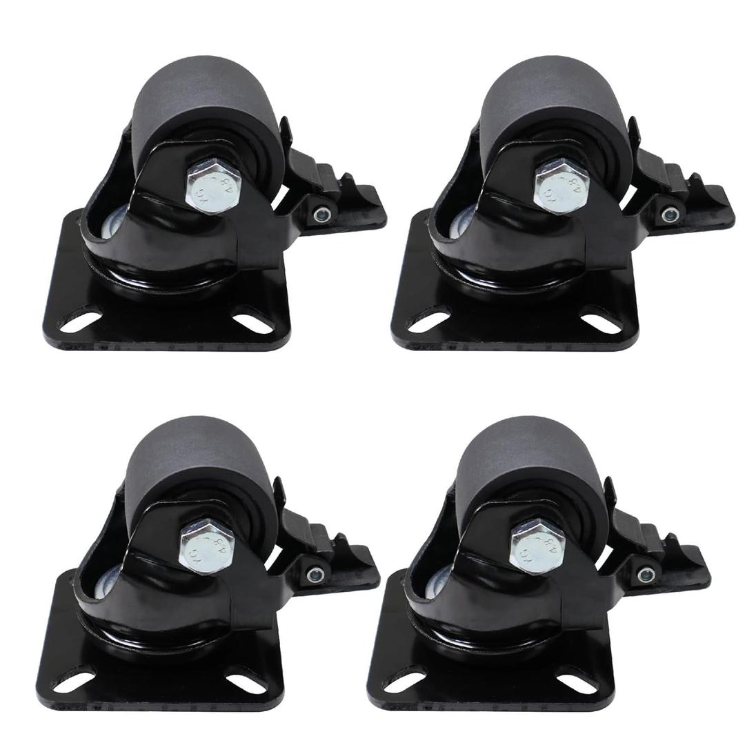 Low Center of 2.5 Inch, 3 Inch Industrial Casters, Nylon Brake Universal Wheel Set, Special Load-Bearing Casters(3inch,Brake casters)