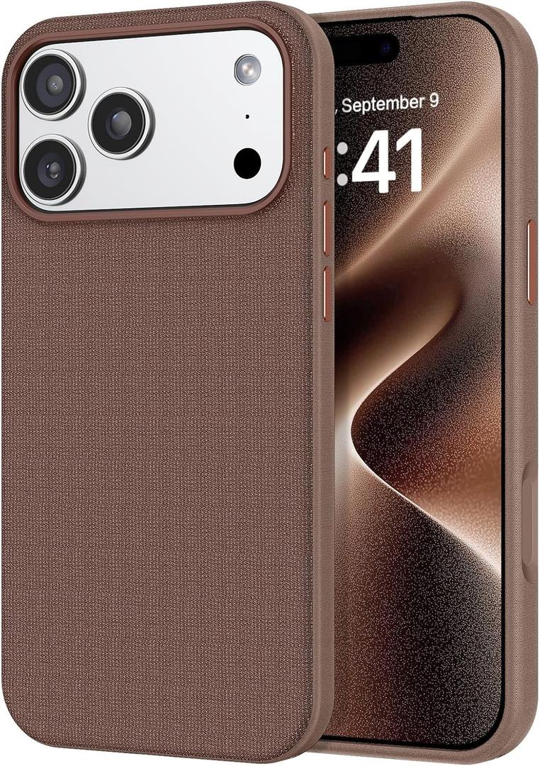 DOMAVER TechWoven Case for iPhone 17 Pro Max [Compatible with MagSafe], Protective Premium Tech Woven Fabric Anti-Scratch, Trendy Slim Magnetic Phone Cover for iPhone17 Promax 6.9inch, Sienna