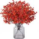 MACTING Artificial Fall Orange Flowers 12 Bundles Fake Baby Breath Gypsophila Silk Stems for Table Centerpieces Vase Kitchen Modern Home Indoor Outdoor Thanksgiving Autumn Decorations