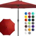 JEAREY 10FT Outdoor Patio Umbrella Outdoor Table Umbrella with Push Button Tilt and Crank, Market Umbrella 8 Sturdy Ribs UV Protection Waterproof for Pool, Garden (Light Red)