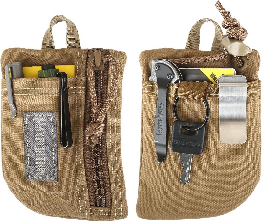 MAXPEDITION Platy Front Pocket Organizer, Durable EDC Tool Pouch for Men, Neck Wallet with Paracord Lanyard, Holds Flashlight, Multitool, Pen, Notebook (Khaki, 3.5" x 5")