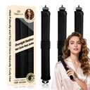 BLAAROOM Overnight Heatless Hair Curler Satin Jumbo Flexi Overnight Curls Blowout Rods 3pcs No-Heat Styling Tools Curling Rod To Sleep In for All Hair Types - Black