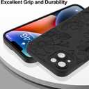 Case for iPhone 14 Plus Cute Flowers for Women Girls Floral Pattern Soft Slim Shockproof TPU Protective Cover,Anti-Scratch Lightweight Durable Design,Black