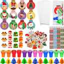 194 Pcs Christmas School Stationery Set Xmas Classrooms Exchange Stationery Party Favors Class Reward Prizes Notebooks Pencils Sharpener Erasers Stickers Stamps for Party Supplies (Snowball)