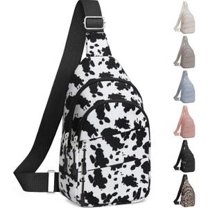 Tuwubi Crossbody Bags for Women, Sling Bag for Men, Small Hiking Backpack Anti Theft Lightweight for Outdoors Travel M, Cow Print