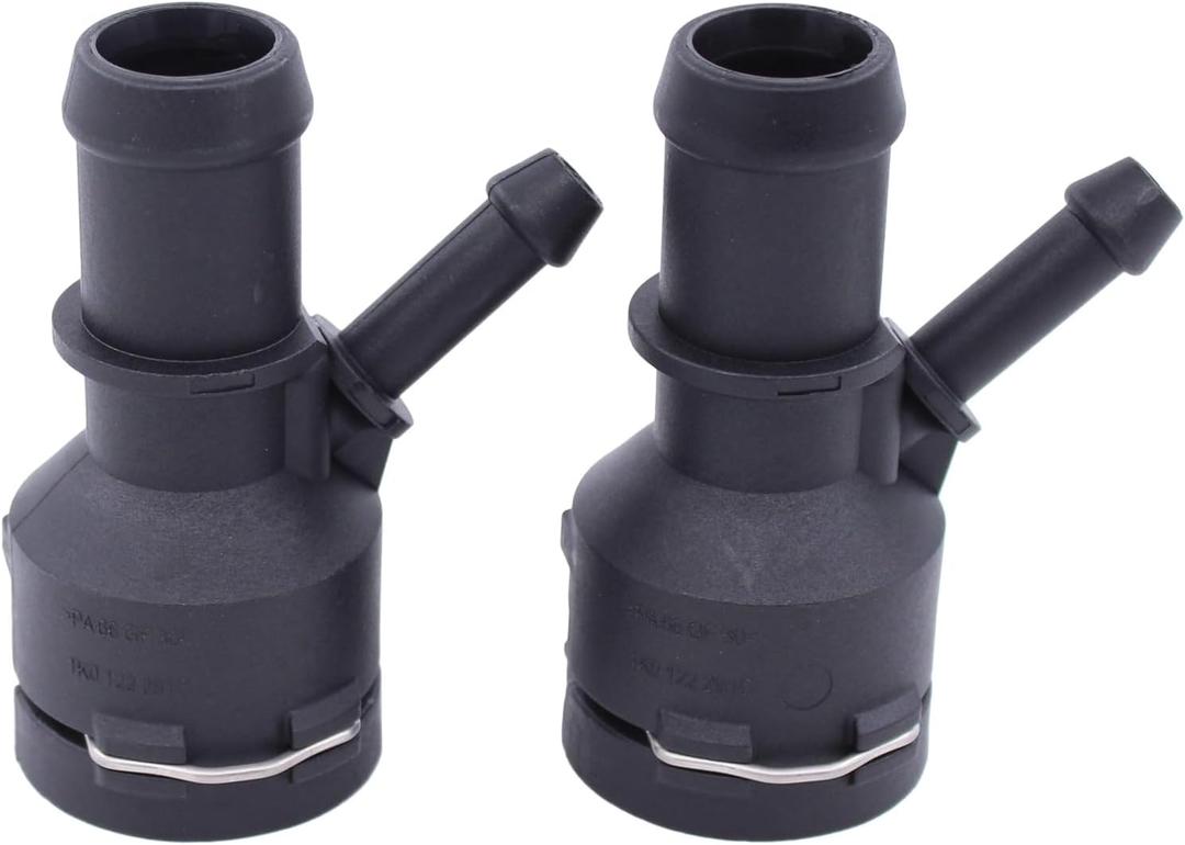 MOTOKU 2Pcs Engine Coolant Heater Hose Connector for VW Jetta GTI Passat CC Eos Tiguan Golf Beetle Audi A3 TT Q3 Quattro 2005-2016 Radiator Cooling Water Pipe Connector