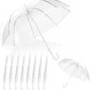 8 Pcs Clear Umbrella Wedding,Windproof Clear Umbrellas for Rain,Large Clears Umbrella for Two People,Transparent Umbrellas Bulk with J Shaped Handle for Wedding Supplies,Outdoor Activities